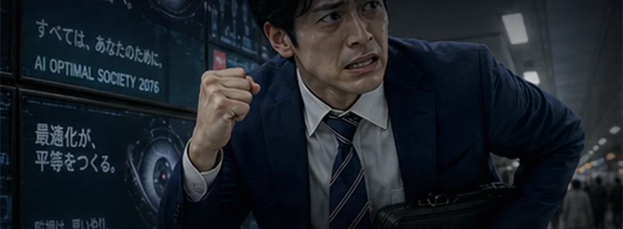 拳を握りしめ、限界に耐える会社員